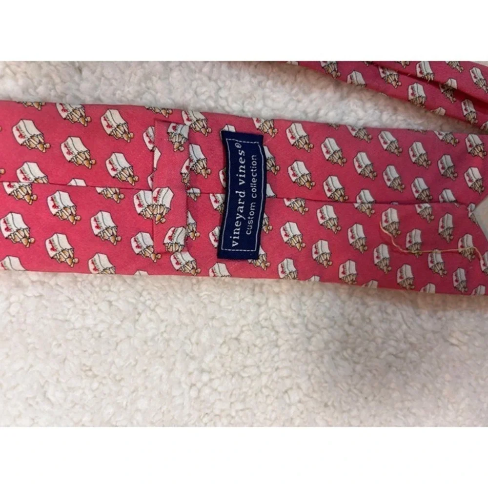 Vineyard Vines Custom Collection Red Necktie With Sailboat Pattern